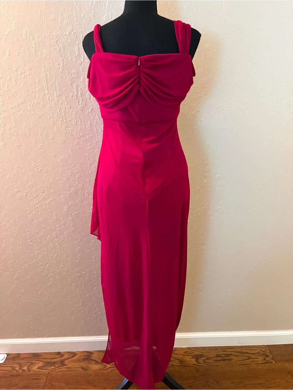 Alex Evenings Sparkling Fuchsia Cold Shoulder Gown